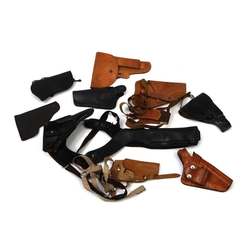 640 - Mixed Military interest pistol holsters including Walther examples