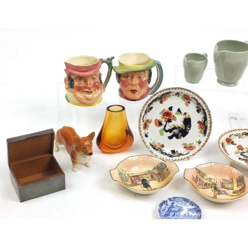 209 - Collectable china including Royal Doulton series ware dishes, Losal ware warming plate on stand, Wed... 