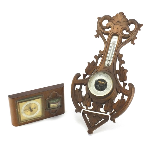 189 - Two wall hanging barometers, the larger 45cm long