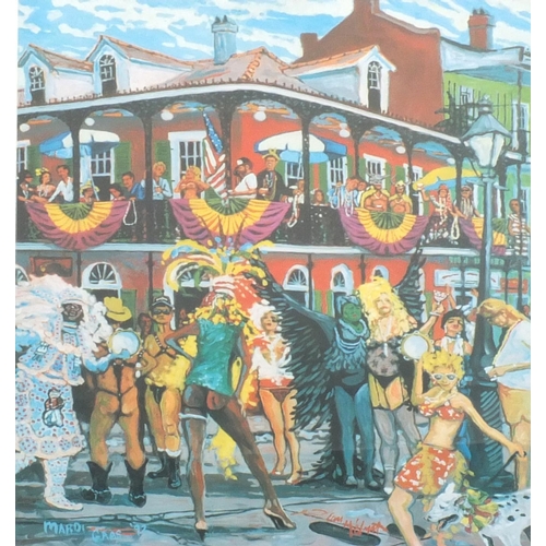 58 - Emile Hebert pencil signed limited edition silk screen, French Mardi Gras 92, framed, the print 53cm... 