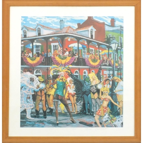 58 - Emile Hebert pencil signed limited edition silk screen, French Mardi Gras 92, framed, the print 53cm... 
