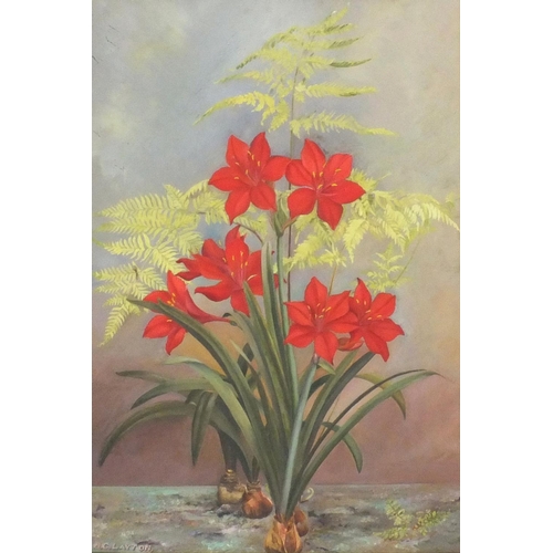 26 - B C Layton - Still life flowers, oil on canvas, framed, 60cm x 40cm