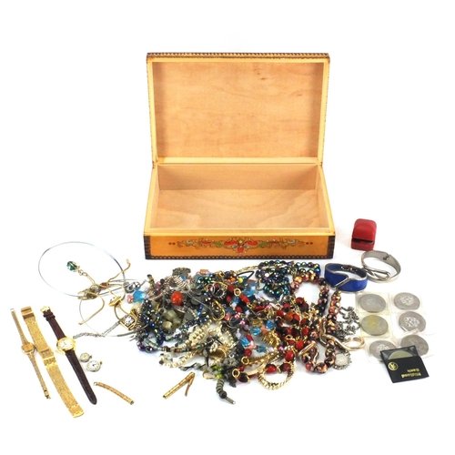 253 - Vintage and later costume jewellery including necklaces, bracelets, wristwatches etc with a group of... 