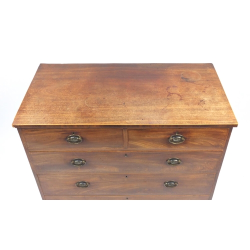 38 - Georgian mahogany five drawer chest fitted with two short above three long graduated drawers raised ... 