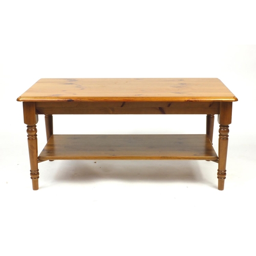 35 - Pine sideboard and coffee table, the sideboard 69cm H x 117cm W x 43cm D