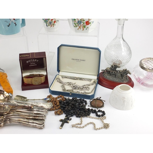 226 - Miscellaneous items including silver plated flatware, Royal Doulton images figurine, Aynsley, Wedgwo... 