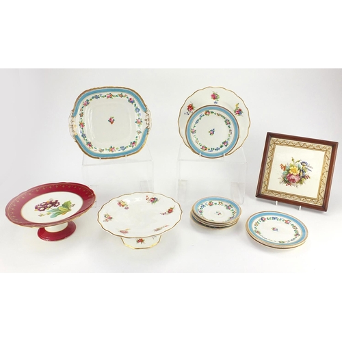 194 - Victorian hand painted china including Davenport, the largest 24cm in D