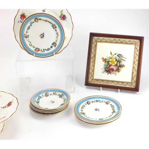 194 - Victorian hand painted china including Davenport, the largest 24cm in D