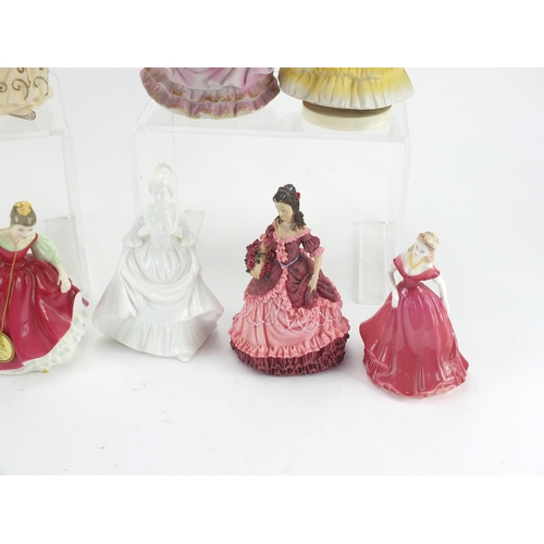 154 - Decorative china figurines including Royal Doulton, Fair Maiden HN2434 and Coalport Debutante Amy, t... 