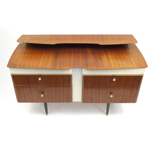 19 - 1950's/60's teak side unit fitted with four drawers, 74cm H x 120cm W x 48cm D