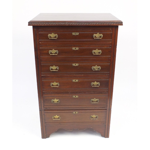 10 - Edwardian mahogany six drawer chest, 99cm H x 63cm W x 49cm D