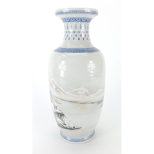 158 - Chinese porcelain baluster shaped vase decorated with a snowy winter landscape scene, 29cm H