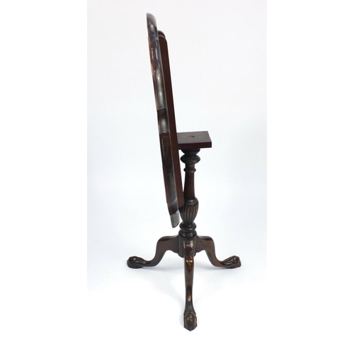 33 - Victorian mahogany tilt top table with tripod base and ball and claw feet, 67cm H x 74cm D