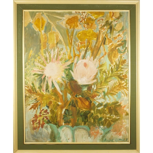 279 - Anne Bruce, oil on canvas, still life flowers, 90cm x 69cm