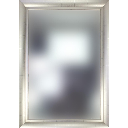 85 - Rectangular silvered bevelled edge mirror, 105cm x 76cm