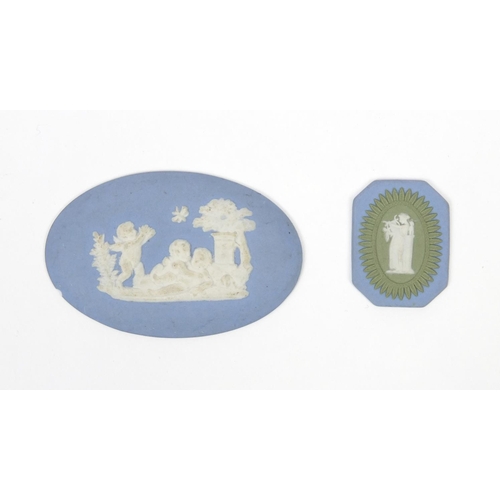 308 - Two Wedgwood Jasper ware plaques, numbered 1954 and 1951