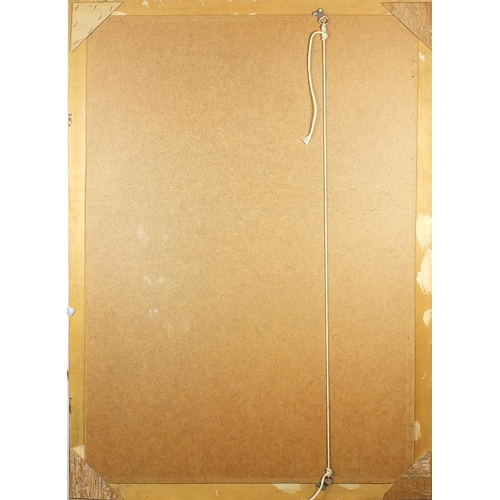 52 - Rectangular ornate gilt framed bevelled edge mirror, 104cm x 74cm