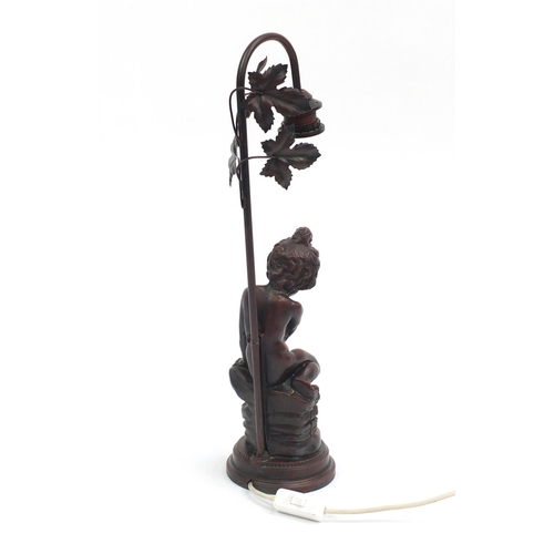 122 - Art Nouveau style nude figurine desk lamp, 56cm H