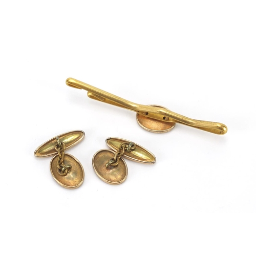 249 - Pair of shipping interest cufflinks and matching tie clip