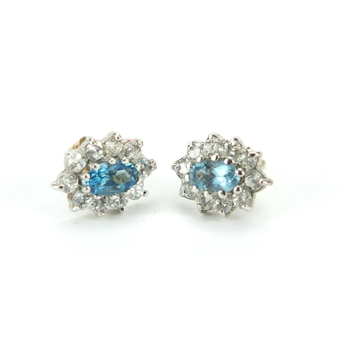 242 - Pair of 9ct gold cubic zirconia and blue topaz earrings, approximate weight 1.2g