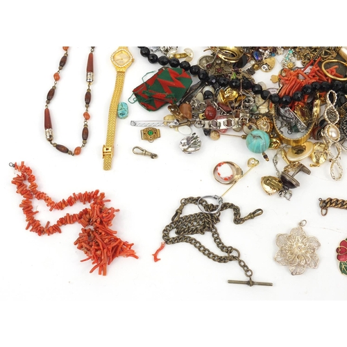 254 - Assorted costume jewellery including necklaces, cuff links, brooches, earrings etc