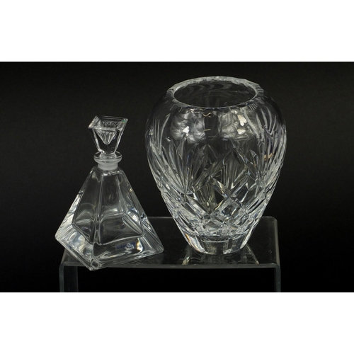 197 - Cut glassware including a good quality crystal fruit bowl, vases, scent bottle etc