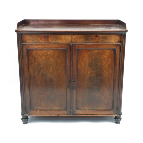 2030 - Victorian mahogany chiffonier fitted with two frieze drawers above a pair of cupboard doors, 102cm H... 