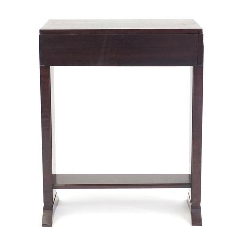 77 - Mahogany two drawer side table, 68cm H  x 50cm W x 25cm D