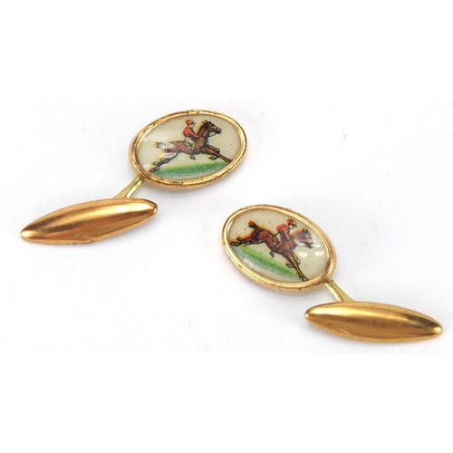 247 - Pair of gilt metal equestrian cufflinks, approximate weight 4.7g