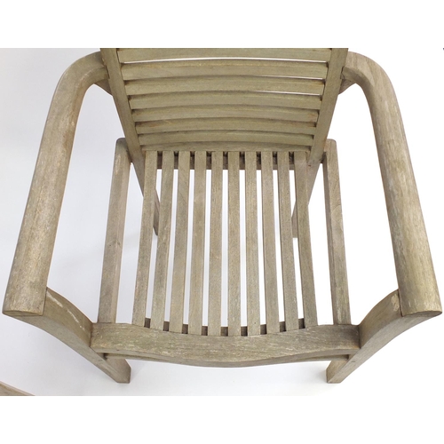 96 - Pair of teak garden chairs, 95cm H