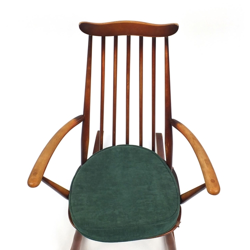 32 - Ercol stick back rocking chair, 85cm H