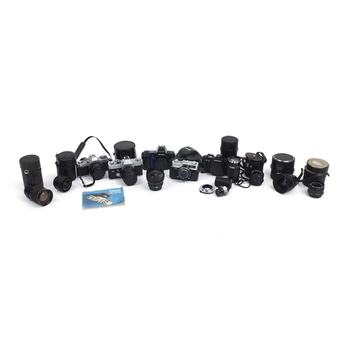 212 - Cameras and lenses including a Canon AD-1 and Canon FTB