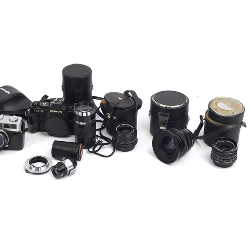 212 - Cameras and lenses including a Canon AD-1 and Canon FTB