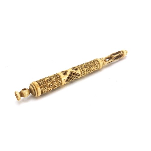 332A - Pierced bone sewing needle case, 14cm L