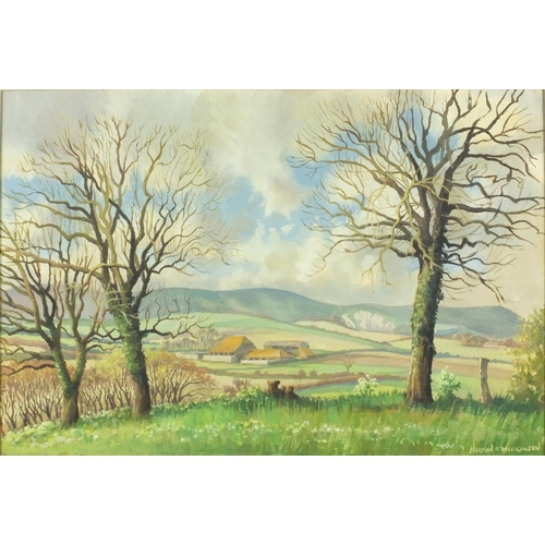 22 - Norman Kenneth Wilkinson - Oil on to board, Firle Beacon from Berwick, mounted and framed, 59cm x 40... 