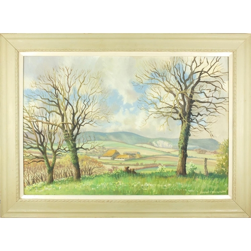 22 - Norman Kenneth Wilkinson - Oil on to board, Firle Beacon from Berwick, mounted and framed, 59cm x 40... 