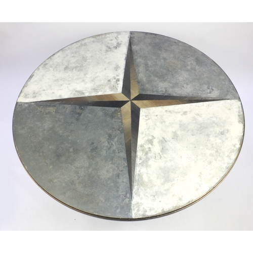 61 - Contemporary painted circular dining table with star motif, 76cm high x 111cm diameter