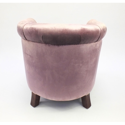 83 - Purple upholstered tub chair, 82cm high