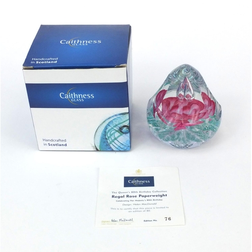 366 - Caithness Regal Rose limited edition glass paperweight, from the Queens 80th birthday collection, de... 