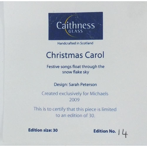 369 - Caithness Christmas Carol limited edition glass paperweight, created exclusively for Michaels 2009, ... 