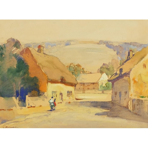 205 - Leonard Richmond - Street in Williton, Somerset, unframed watercolour, Art Institute of Chicago 1928... 