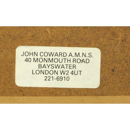 234 - John Coward - Two watercolour onto cards, buildings before landscapes, dated 1993 and 1994, both mou... 