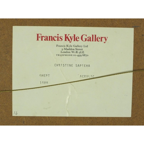 235 - Christine Sapieha - Acrylic, inscribed Ghent The Art Show and Francis Kyle Gallery labels verso, mou... 