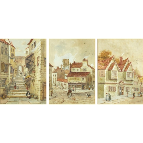 285 - Smythe - Watercolour, The new inn, together with two other unsigned examples, including R Chambers, ... 