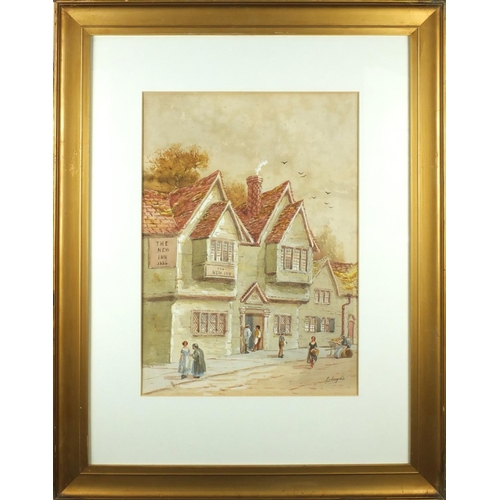 285 - Smythe - Watercolour, The new inn, together with two other unsigned examples, including R Chambers, ... 