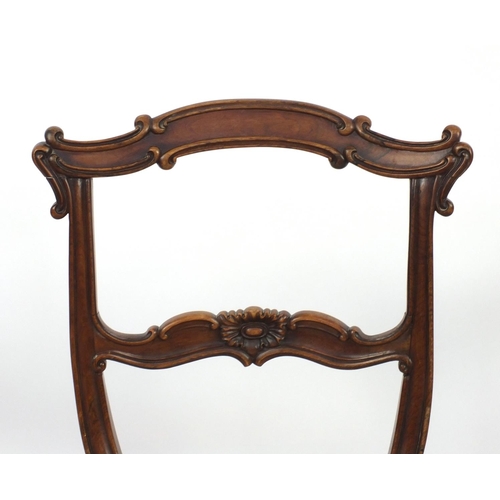 2016 - Set of four Victorian rosewood chairs with C scroll toprail and fluted turned front legs, 84c H