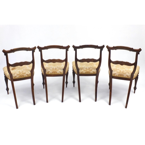 2016 - Set of four Victorian rosewood chairs with C scroll toprail and fluted turned front legs, 84c H