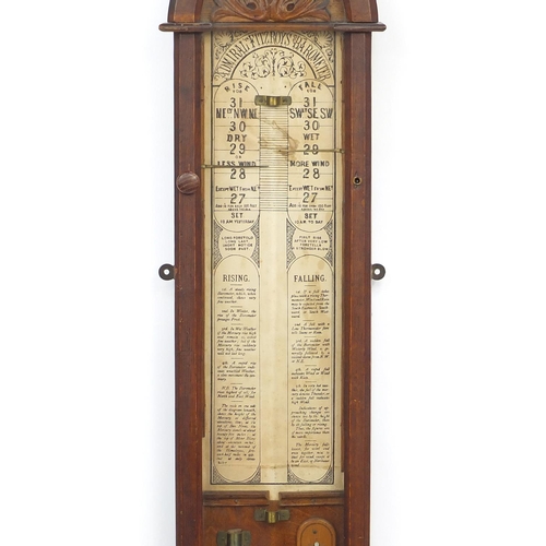 150A - Oak Admiral Fitzroys barometer case, 118cm H