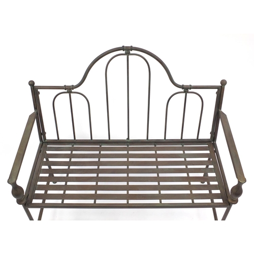 60A - Wrought iron garden bench, 100cm H x 112cm W x 47cm D