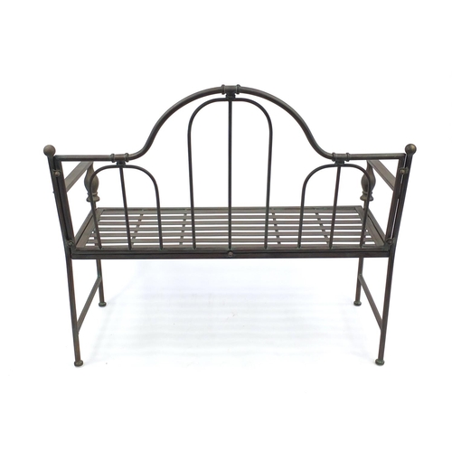 60A - Wrought iron garden bench, 100cm H x 112cm W x 47cm D